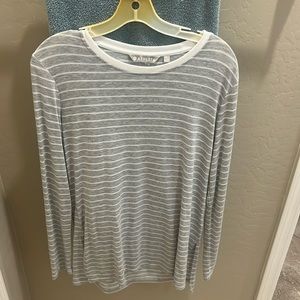 Athletic gray and white striped tunic top